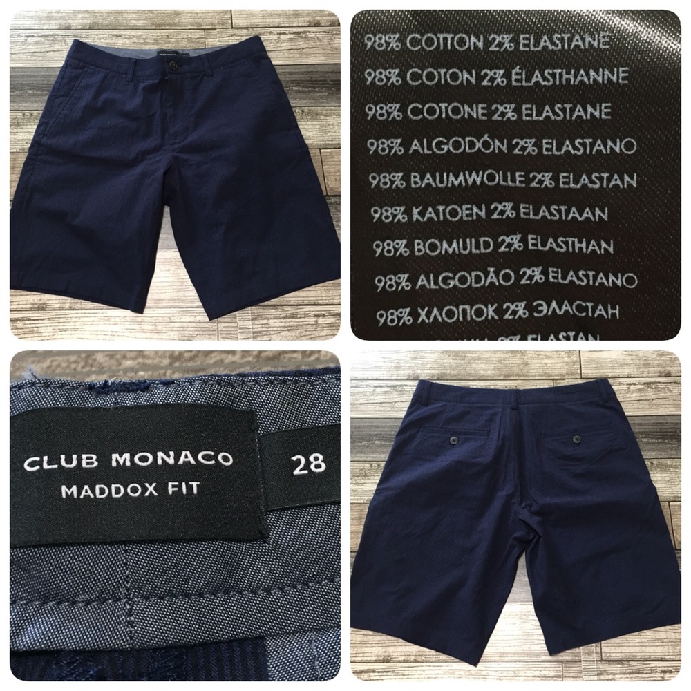 Club Monaco Baxter Fit Striped Shorts Men’s 28 Navy Blue (Inseam 9)